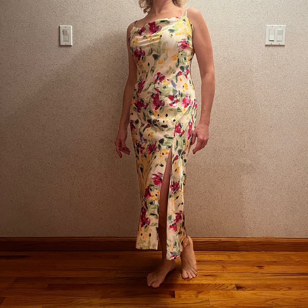 Floral Sleeveless Dress with Side Slit